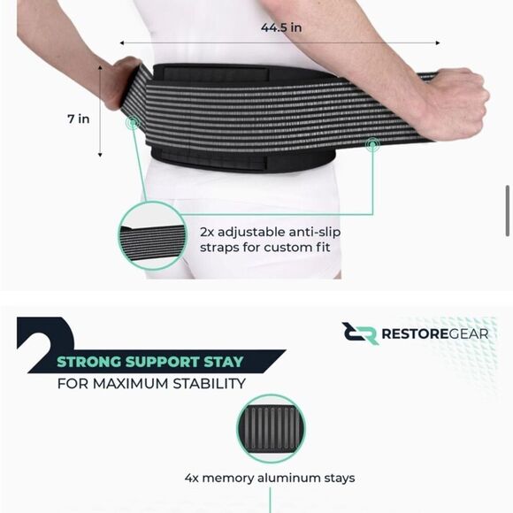 Back Brace For Men and women One Size Fits All Adjustable - Picture 2 of 6